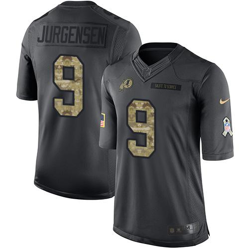 Nike Redskins #9 Sonny Jurgensen Black Men's Stitched NFL Limited 2016 Salute to Service Jersey